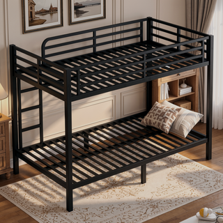 Sunvega Metal Full over Full Bunk Bed for Teens and Adults with Noise Reduction and Storage