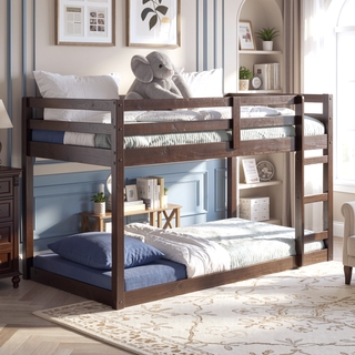 Sunvega Twin Loft Bed with Slats System and Right Facing Ladder in Espresso