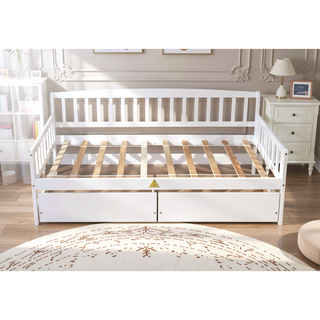 Sunvega Twin Size Pine Wood Daybed with Two Storage Drawers and 10 Support Slats