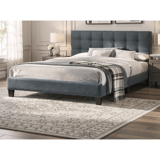 Sunvega Modern Light Gray Upholstered Tufted Headboard California King Platform Bed