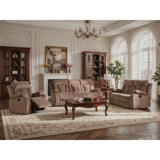 Sunvega Reclining Transitional Loveseat with Lumbar Support and Stainly Steel Base