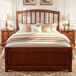 Sunvega Twin Size Gray Wood Platform Bed Frame with Trundle for Maximized Space