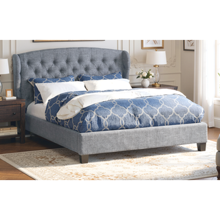 Sunvega Modern Contemporary Wing Back Button Tufted Adjustable Headboard Queen Size Bed