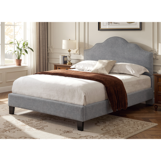 Sunvega Light Gray Queen Size Upholstered Bed with Transitional Style