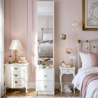 Sunvega Full Body Mirror Cabinet with Multi Layer Storage for Bedroom Use
