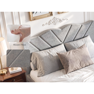 Sunvega Upholstered Platform Bed with Padded Headboard and EVA Mute Bars
