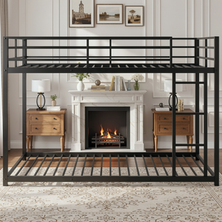 Sunvega Full over Full Metal Bunk Bed with Ladder and Guardrail for Bedroom