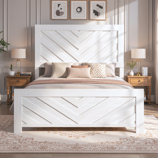 Sunvega Natural Finish Full Bed with Headboard Footboard and Rails