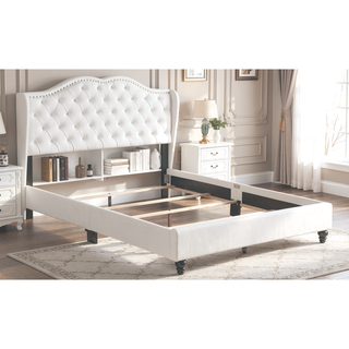 Sunvega White Upholstered Full Bed with Transitional Design for Bedroom