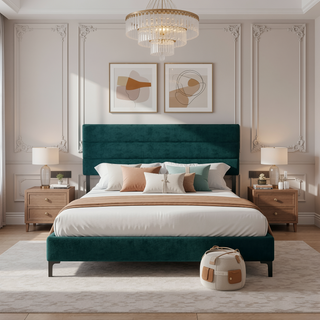 Sunvega Full Size Upholstered Platform Bed Frame With Headboard and 14'' Storage