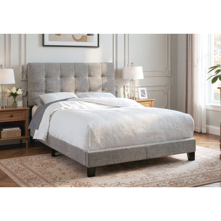 Sunvega Low Profile Full Size Upholstered Bed Frame with Tufted Headboard