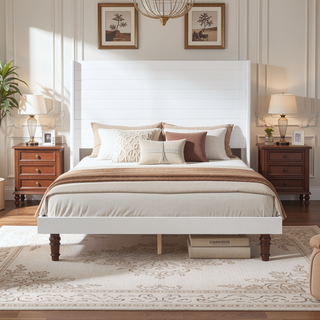 Sunvega Stylish High Headboard Bed with 54 Inch Design for Reading and Relaxing