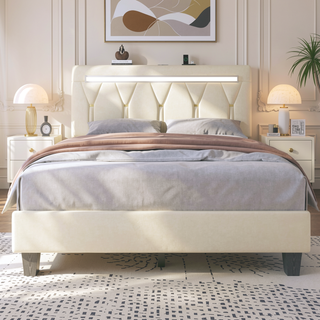 Sunvega Queen Size LED Bed Frame with RGB Ambiance & Charging Hub