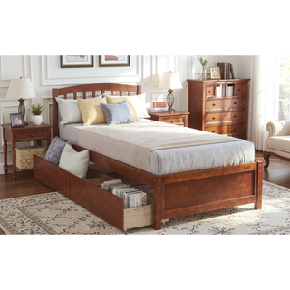 Sunvega Twin Wood Platform Storage Bed Frame with Two Drawers and Headboard