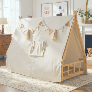 Sunvega Twin Size House Bed with Detachable Tent and Light for Cozy Naps