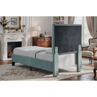 Sunvega Light Blue Twin Upholstered Bed with Transitional Style for Bedroom