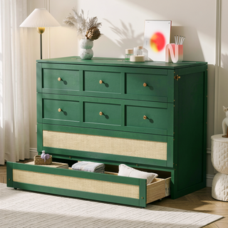 Sunvega Green Full Size Murphy Bed with Large Drawers for Smart Space Utilization