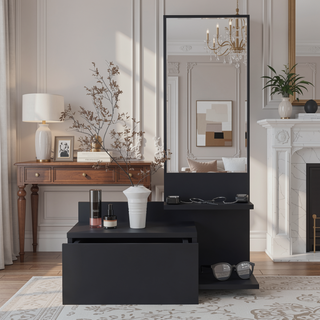 Sunvega Vienna 23.6" Wide Floating Mirror Console Table with 3-Tier Shelf