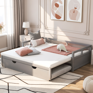 Sunvega Extending Daybed with Trundle for Spontaneous Guests from Twin to King Size