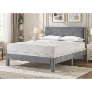 Sunvega Pink Ribbed Upholstered Headboard with Low-Profile Frame for Youth Bedroom