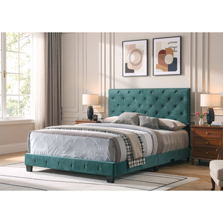 Sunvega Soft Green Transitional Style King Bed for Your Bedroom