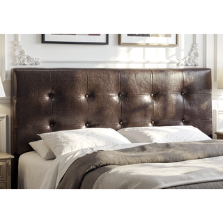 Sunvega Upholstered Queen Bed Frame with Tufted Headboard and Leather Look