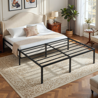 Sunvega Unique Flower Sturdy System Metal Bed Frame with Headboard and Footboard