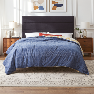 Sunvega Classic Horizontal Channel Upholstered Headboard with Geometric Tufting for Queen Bed