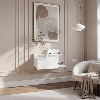 Sunvega Vienna 23.6" Wide Floating Mirror Console Table with 3-Tier Shelf