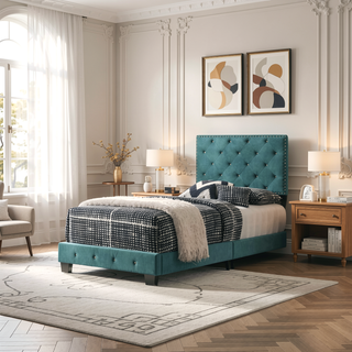 Sunvega Bright Green Twin Bed Frame with Spacious Storage and Sturdy Build