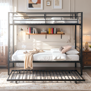 Sunvega Metal Bunk Bed with Trundle for Modern Space Saving Bedroom