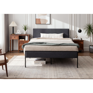 Sunvega Hudson King Platform Bed Frame with Upholstered Headboard and Footboard
