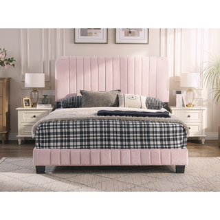 Sunvega Full Bed with Chic Tufted Headboard and Vibrant Blue Hue in One Box