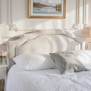 Sunvega Upholstered Queen Size Headboard with Durable Metal Legs and Nailhead Trim