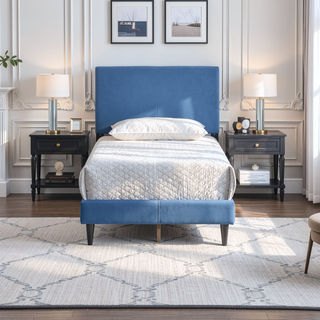 Sunvega White Faux Leather Upholstered Queen Bed with Adjustable Headboard