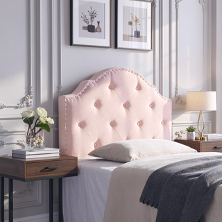 Sunvega Upholstered Twin Size Headboard with Button Tufted Diamond Stitch and Nailhead Trim