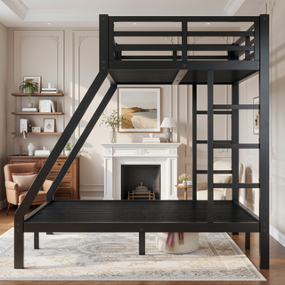Sunvega Twin XL over Queen Metal Bunk Bed with Ladder and Underbed Storage