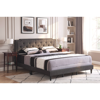 Sunvega Full Bed with Chic Tufted Headboard and Vibrant Blue Hue in One Box