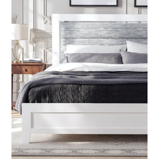 Sunvega White Queen Upholstered Bed with Modern LED Accent Lighting