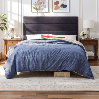 Sunvega Classic Horizontal Channel Upholstered Headboard with Geometric Tufting for Queen Bed