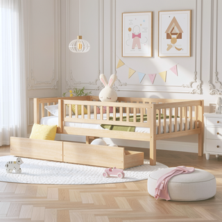 Sunvega Twin Size Daybed with Two Drawers Made of Solid Pine Wood