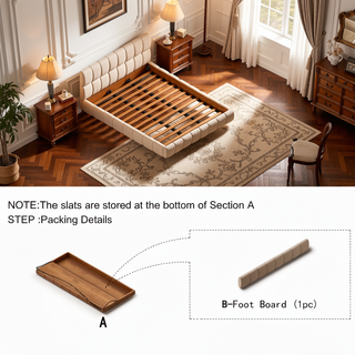 Sunvega King Size Upholstered Bed Frame with Thick Chenille Fabric Headboard