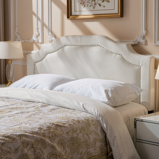 Sunvega Upholstered Queen Size Headboard with Durable Metal Legs and Nailhead Trim