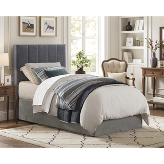 Sunvega Gray Fabric Upholstered Padded Vertical Channel Tufted Twin Headboard