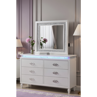 Sunvega Glamorous Alluring Luxurious Dresser with Builtin LED Felt Line Drawers