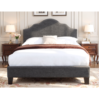 Sunvega Queen Size Upholstered Bed in Charcoal Gray Transitional Style