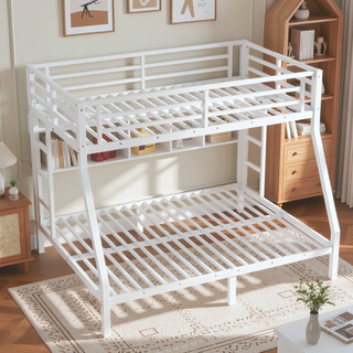 Sunvega Metal Full over Full Bunk Bed for Teens and Adults with Noise Reduction and Storage
