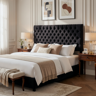 Sunvega Modern Button Tufted Upholstered Queen Size Bed Headboard with Adjustable Legs
