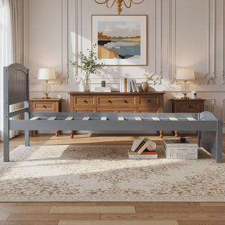 Sunvega Gray Wood Platform Bed with Headboard and Footboard for Bedroom