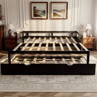 Sunvega Extending Daybed with Trundle for Spontaneous Guests from Twin to King Size
